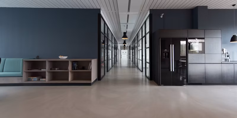 Modern office hallway with sleek design